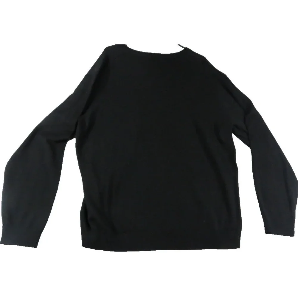 Hart Schaffner Marx Sweater Men XL Black Solid Merino Wool Raglan Sleeve V Neck